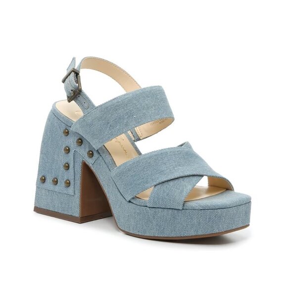 JESSICA Simpson BNWOT "Nellenie" Block Heel Blue Jean Women New Studded - Picture 1 of 7